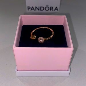 Pandora Ring! 14k rose gold plated, with cubic zirconia on ball end.